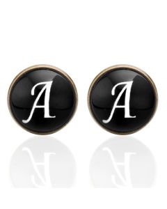 Manchetknopen - Letters Initialen Letter A Koper Zwart