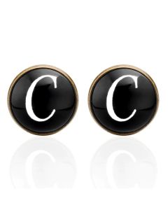 Manchetknopen - Letters Initialen Letter C Koper Zwart