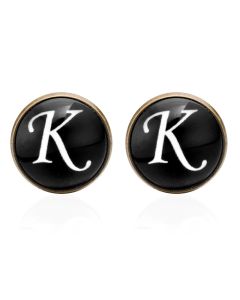 Manchetknopen - Letters Initialen Letter K Koper Zwart