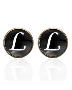 Manchetknopen - Letters Initialen Letter L Koper Zwart