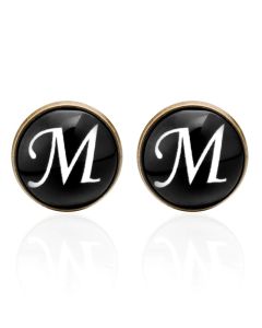 Manchetknopen - Letters Initialen Letter M Koper Zwart