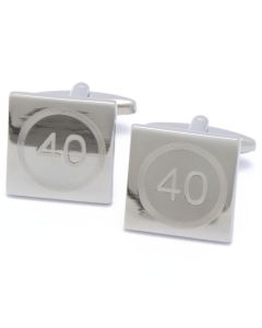 A6-1003 Manchetknopen - Cijfer Nummer 40 Vierkant Zilver 1.jpg