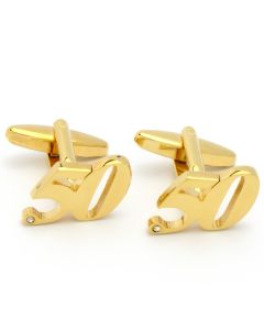 A8-1007 Manchetknopen - Cijfer Nummer Vijftig 50 Goudkleurig 1.jpg