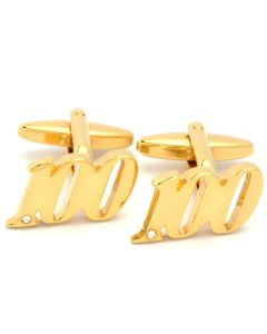 A8-1014 Manchetknopen - Cijfer Nummer Honderd 100 Goudkleurig 1.jpg