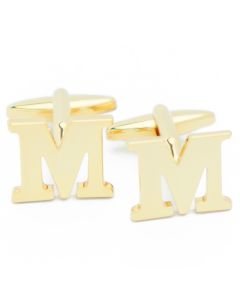 A9-1013 Manchetknopen - Letters Initialen Letter M Goudkleurig 1.jpg