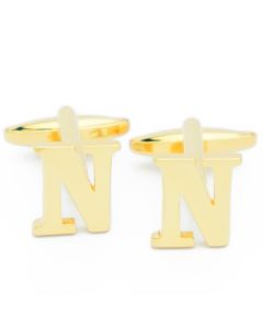 A9-1014 Manchetknopen - Letters Initialen Letter N Goudkleurig 1.jpg
