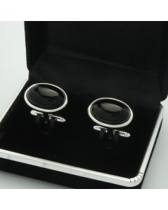 E1-1009 Manchetknopen - Edelsteen Ovaal Onyx Agaat Zwart 1.jpg