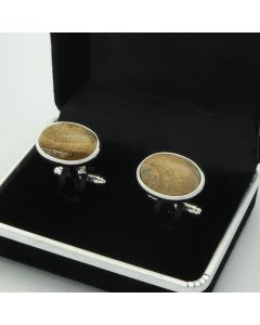 E1-1011 Manchetknopen - Edelsteen Ovaal Bruine Jasper Jaspis 1.jpg