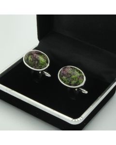 E1-1016 Manchetknopen - Edelsteen Ovaal Zoisiet Anyolite 1.jpg