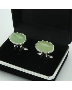 E2-1005 Manchetknopen - Edelsteen Ovaal Aventurijn Kartelrand 1.jpg