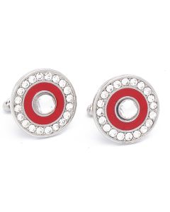 KC-1015 Manchetknopen - Zilveren Steen met Rode Rand 1.jpg