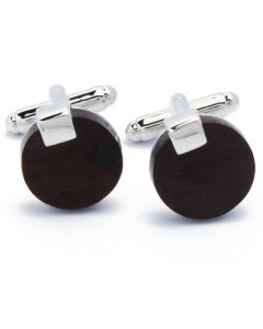 KC-1039 Manchetknopen - Hout met Zilverkleurig Detail Rond 1.jpg