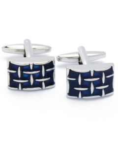 KC-1042 Manchetknopen - Blauw Emaille met Zilveren Rooster 1.jpg