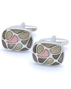 KC-1114 Manchetknopen - Ovaal met Roze en Beige Vlakken 1.jpg