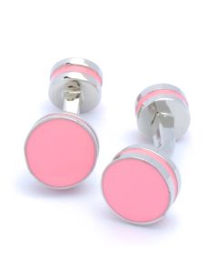 KC-1115 Manchetknopen - Zilver met Roze Klassiek 1.jpg