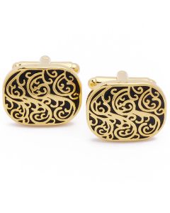 KG-1009 Manchetknopen - Goud en Zwart met Fijne Lijn 1.jpg