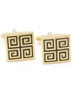 KG-1022 Manchetknopen - Goud Vierkant Hoekig Gedraaid Patroon 1.jpg
