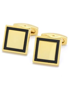 KG-1042 Manchetknopen - Vierkant Goud met Zwart Emaille 1.jpg