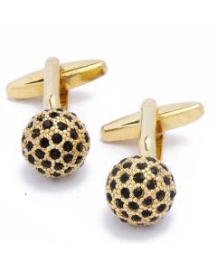 KG-1044 Manchetknopen - Gouden Bol met Zwarte Stenen 1.jpg