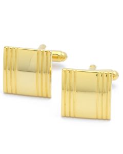 KG-1046 Manchetknopen - Vierkant Goud met Rechte Lijnen 1.jpg