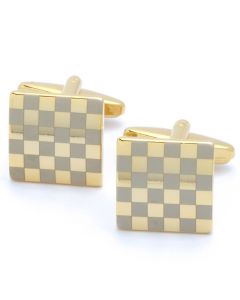 KG-1050 Manchetknopen - Vierkant Geblokt Goud 1.jpg