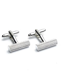 KS-1013 Manchetknopen - Zilveren Cilinder met Patroon 1.jpg