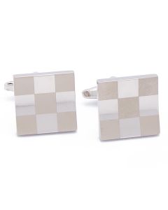 KS-1028 Manchetknopen - Zilver Vierkant Gebogen met 9 Vakken 1.jpg