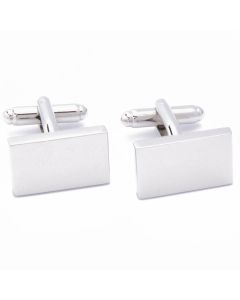 KS-1040 Manchetknopen - Rechthoekig Egaal Effen Zilver 1.jpg