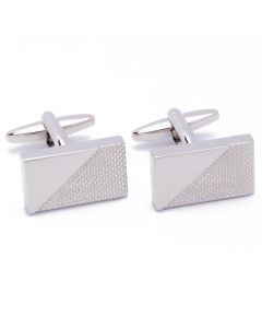 KS-1042 Manchetknopen - Zilver met Diagonaal Effen en Patroon 1.jpg