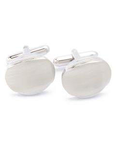 KS-1051 Manchetknopen - Zilver Effen Ovaal met Effect Boven Onder 1.jpg