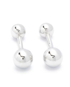 KS-1061 Manchetknopen - Zilveren Bol Bal Twee Bollen 1.jpg