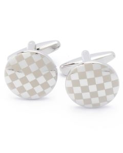 KS-1067 Manchetknopen - Rond met Vierkantjes Patroon Mat 1.jpg