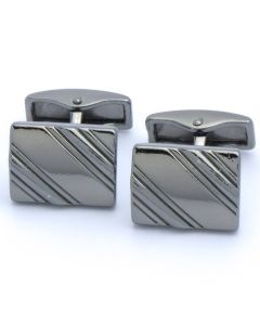 KS-1095 Manchetknopen - Rechthoek Zilver met Schuine Strepen 1.jpg