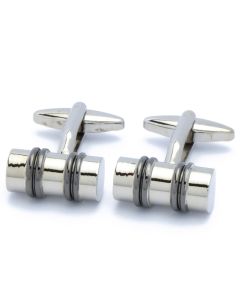 KS-1112 Manchetknopen - Cilinder met twee banden Zilverkleurig 1.jpg
