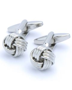 KS-1125 Manchetknopen - Zilverkleurige Knoop met Drie Banen 1.jpg