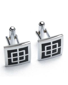 KZ-1007 Manchetknopen - Vierkant Zwart met Kruis 1.jpg