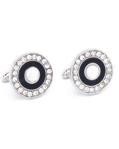 KZ-1028 Manchetknopen - Zilveren Steen met Zwarte Rand 1.jpg