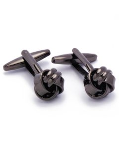 KZ-1035 Manchetknopen - Knoop Rond Donker Metaal Twee Banen 1.jpg