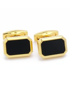 KZ-1050 Manchetknopen - Achthoekig Goud met Zwart Emaille 1.jpg