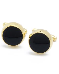 KZ-1058 Manchetknopen - Goud Rond met Zwart 1.jpg