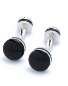 KZ-1060 Manchetknopen - Zwart en Zilveren Knoop 1.jpg