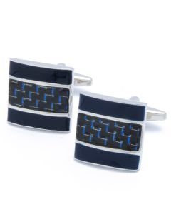 KZ-1071 Manchetknopen - Vierkant Glanzend Zwart Blauw 1.jpg