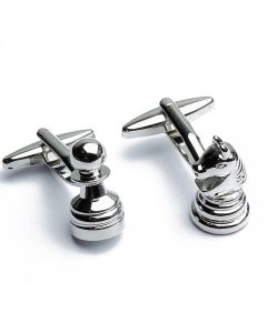 N-1002 Manchetknopen - Schaken Schaakstukken Paard Pion 1.jpg