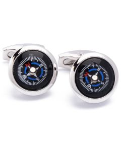 N-1018 Manchetknopen - Kompas Echt Werkend Blauw en Rood 1.jpg