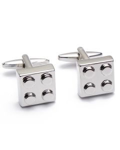 N-1031 Manchetknopen - Lego Legoblokje Zilverkleur 1.jpg