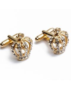 N-1060 Manchetknopen - Kroon Queen Rose Goud Diamantjes 1.jpg