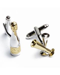 N-1062 Manchetknopen - Champagne Fles en Glas Glazen 1.jpg