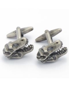 N-1066 Manchetknopen - Dinosaurus Schedel Donker Zilver 1.jpg