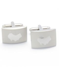 N-1099 Manchetknopen - Australie Outline Zilverkleurig Rechthoekig 1.jpg