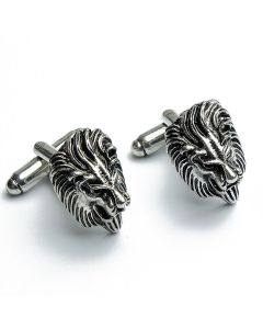 N-1117 Manchetknopen - Leeuw Leeuwenkop Zwart Metaal 1.jpg
